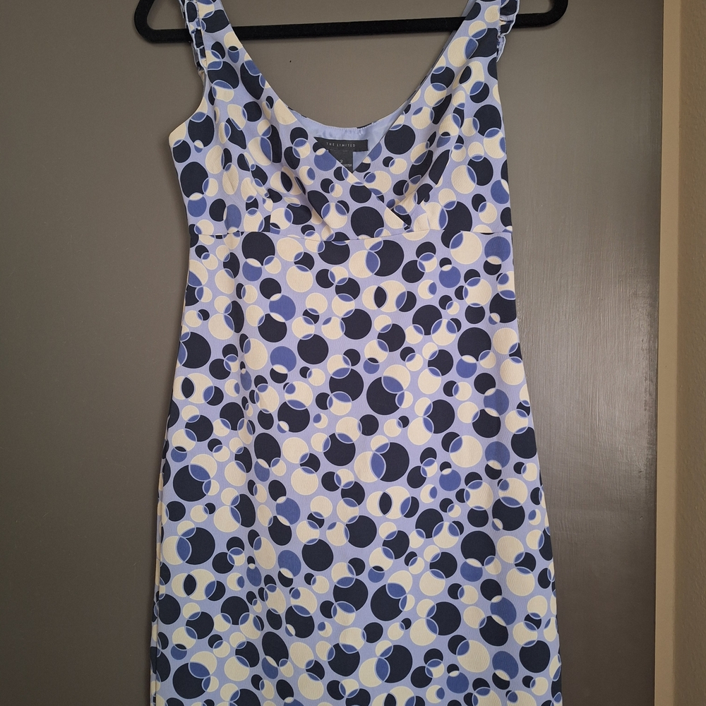 The Limited Blue and Cream Polka Dot Mini Dress